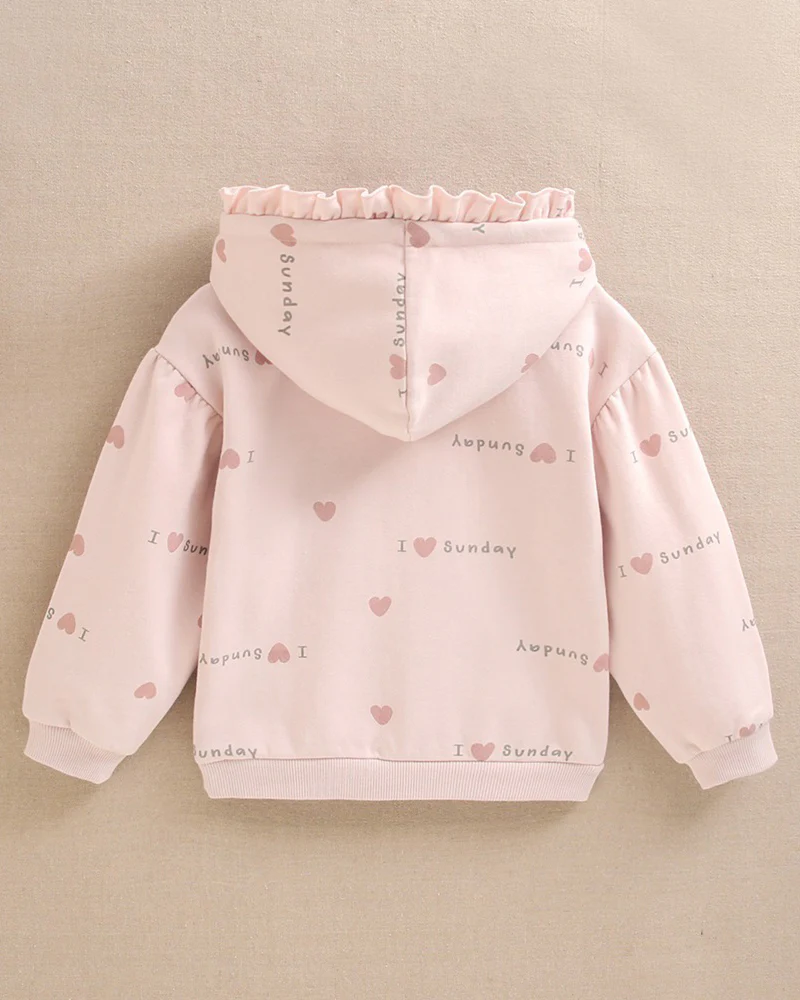 Sudadera de niña rosa con capucha corazones - Dadati - Imagen 3