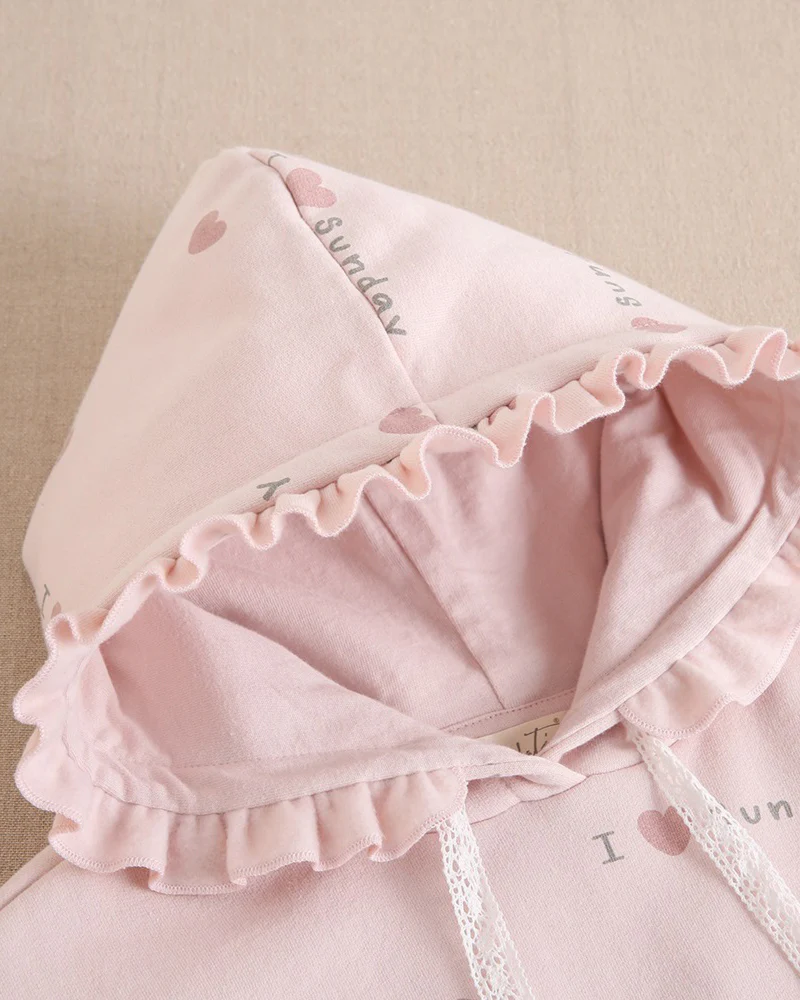 Sudadera de niña rosa con capucha corazones - Dadati - Imagen 4