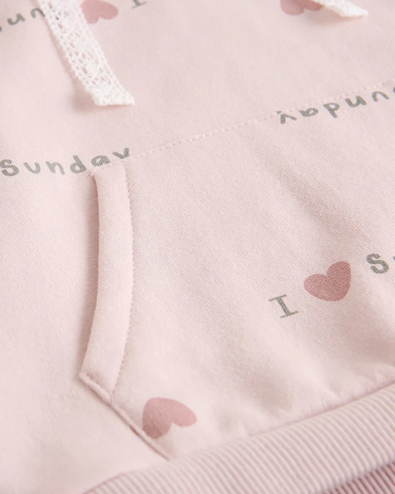 Sudadera de niña rosa con capucha corazones - Dadati - Imagen 5