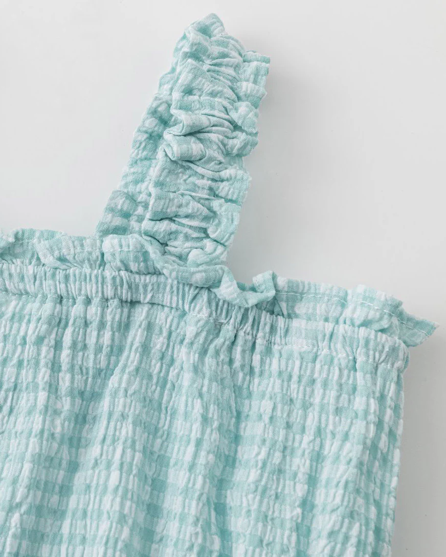 Conjunto niña camiseta vichy y pantalón - Imagen 2