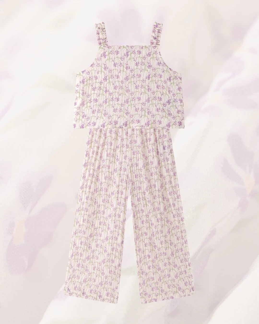Conjunto Niña Blusa y Pantalón Flores Lila - Imagen 2