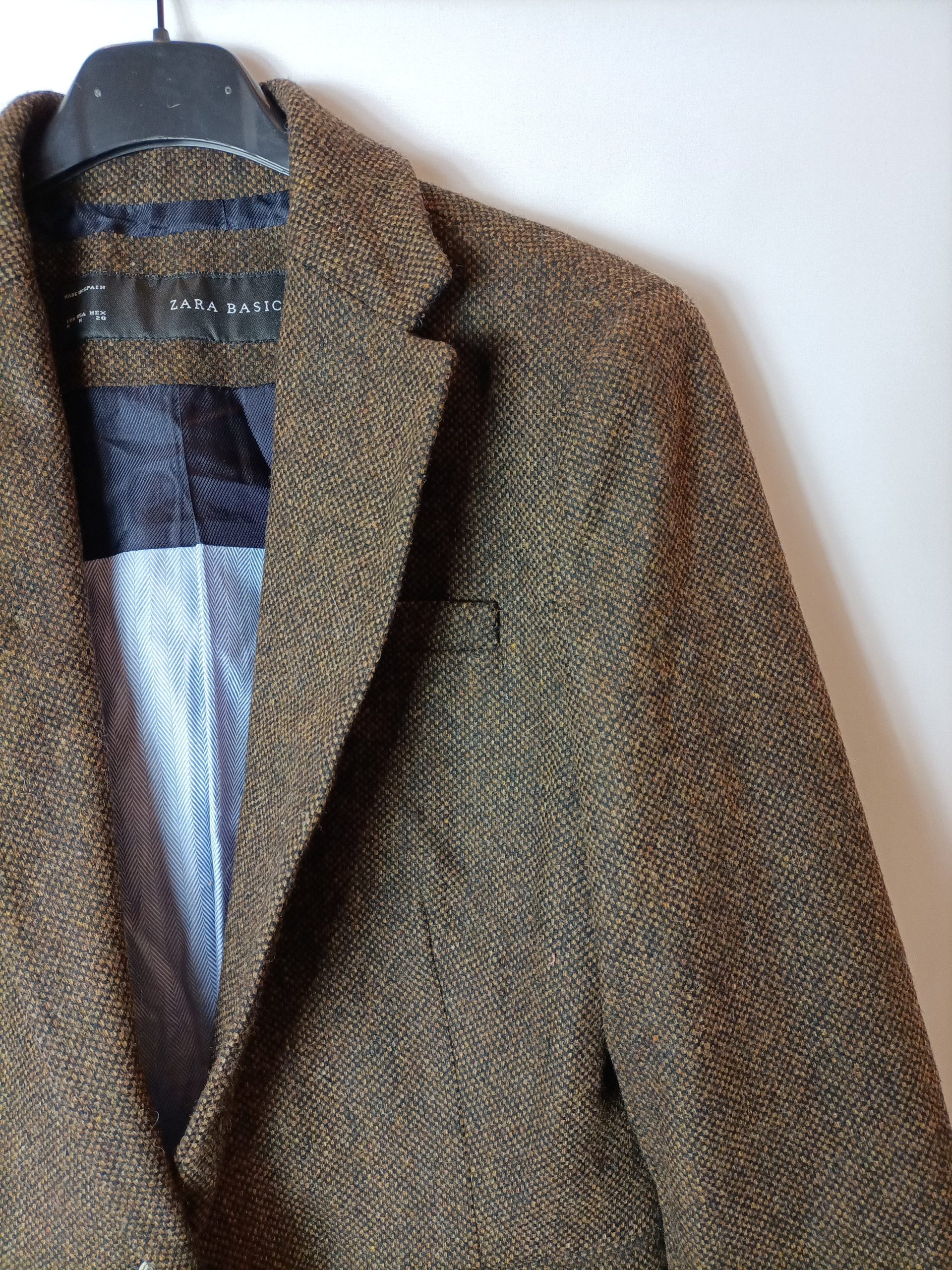 ZARA.- Blazer espiga marrón coderas 100% lana. T M - Imagen 2