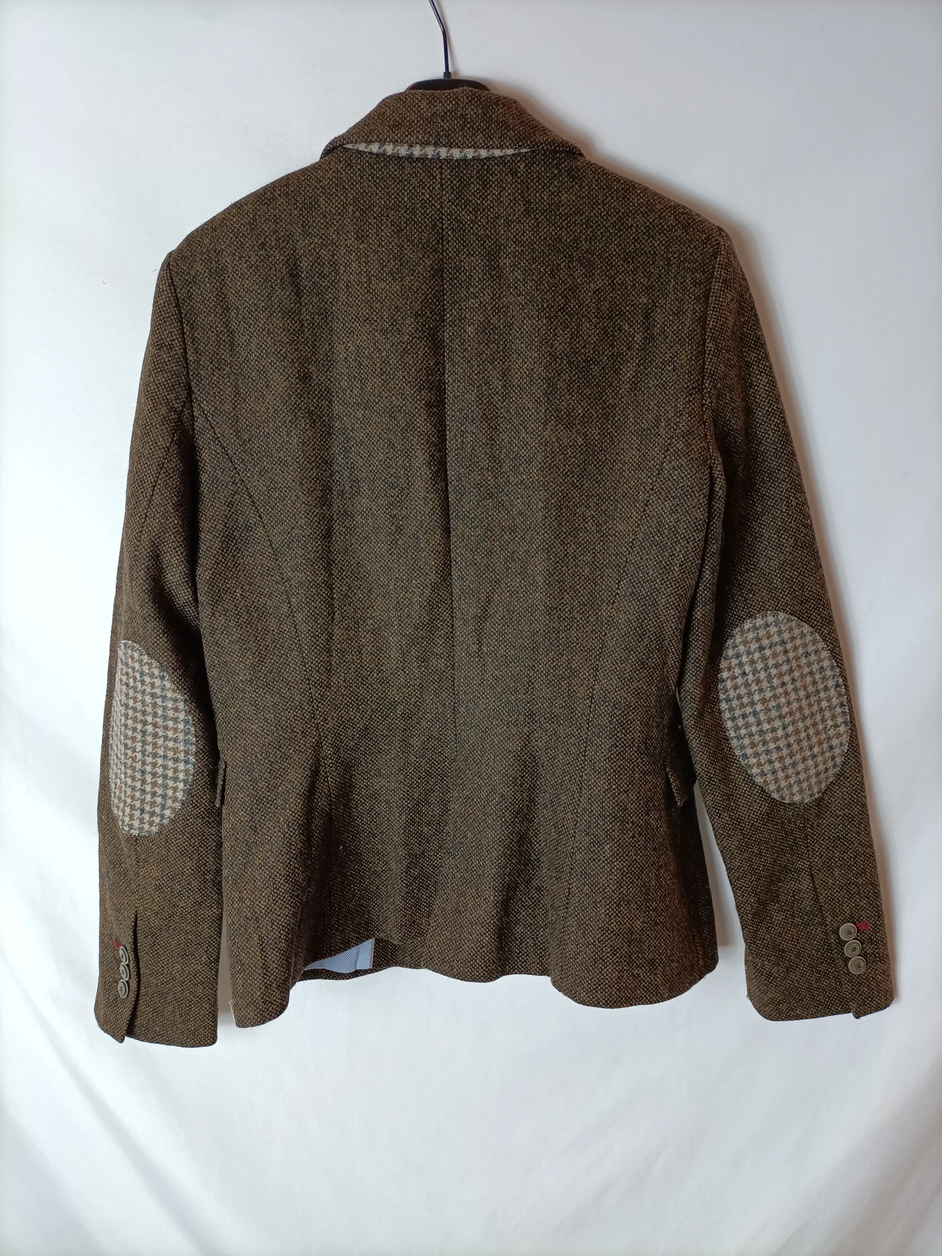 ZARA.- Blazer espiga marrón coderas 100% lana. T M - Imagen 3