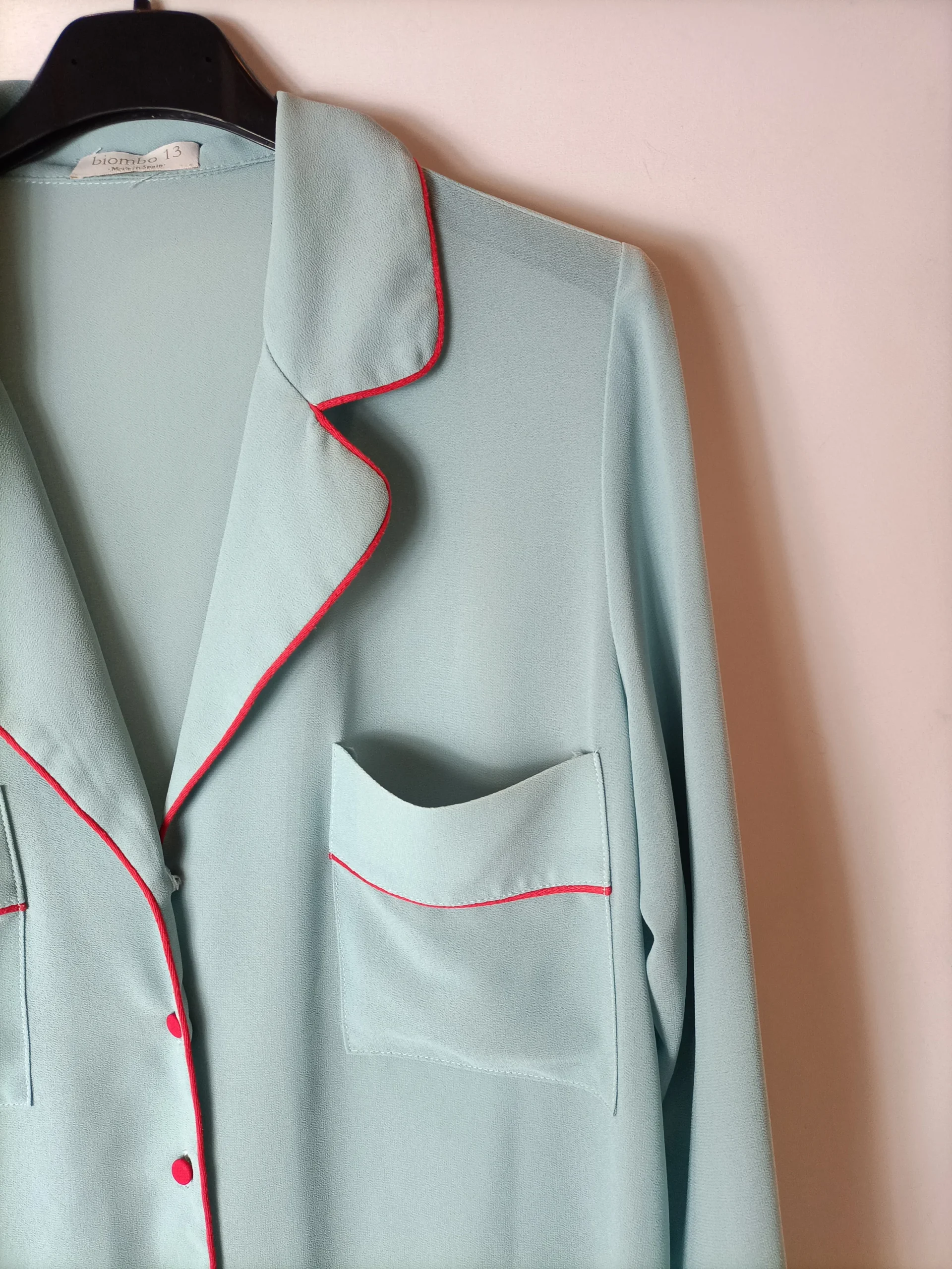 BIMANI. Blusa verde agua ribete T.m - Imagen 2