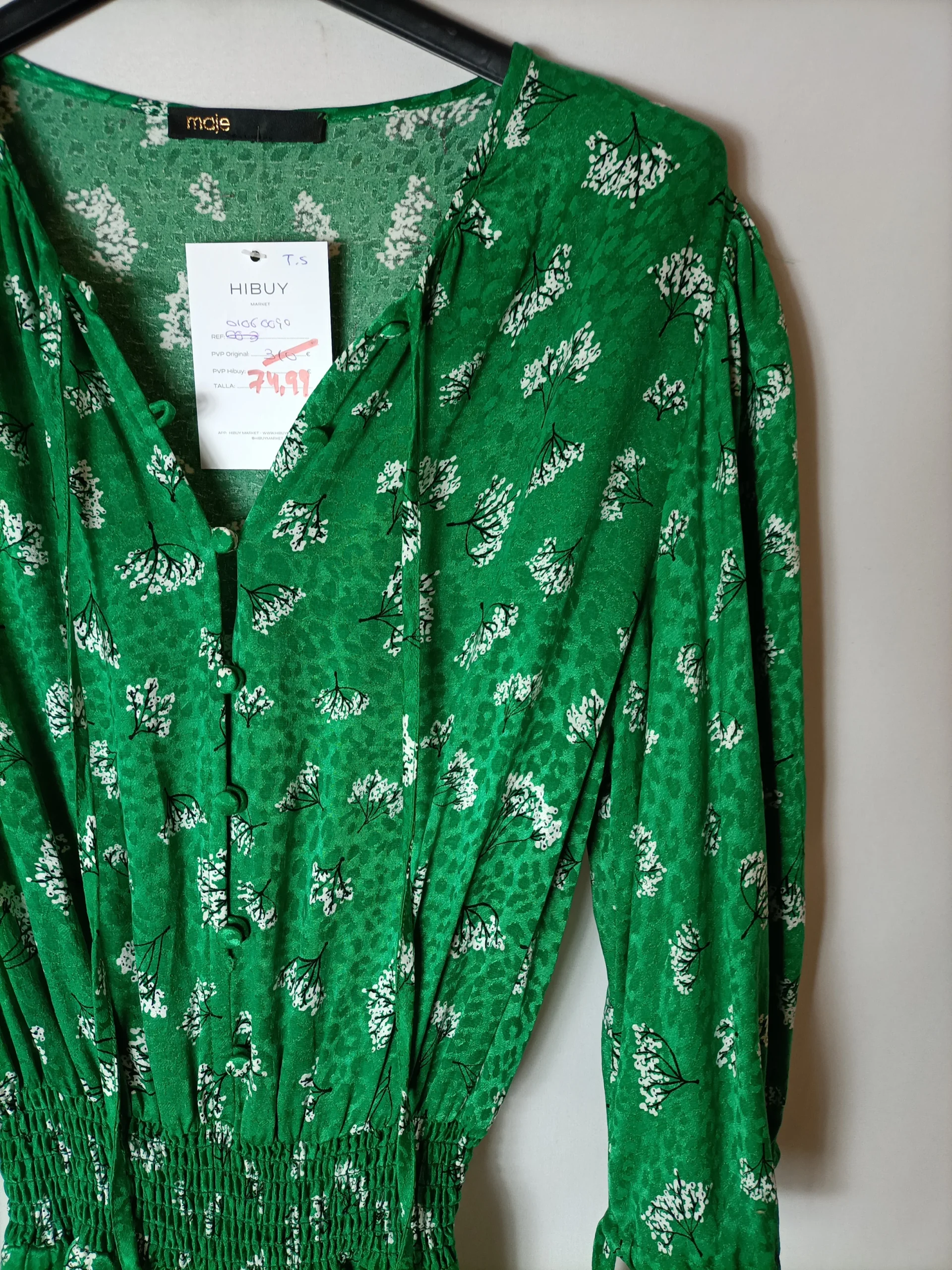 MAJE. Mono largo verde estampando. - Imagen 2