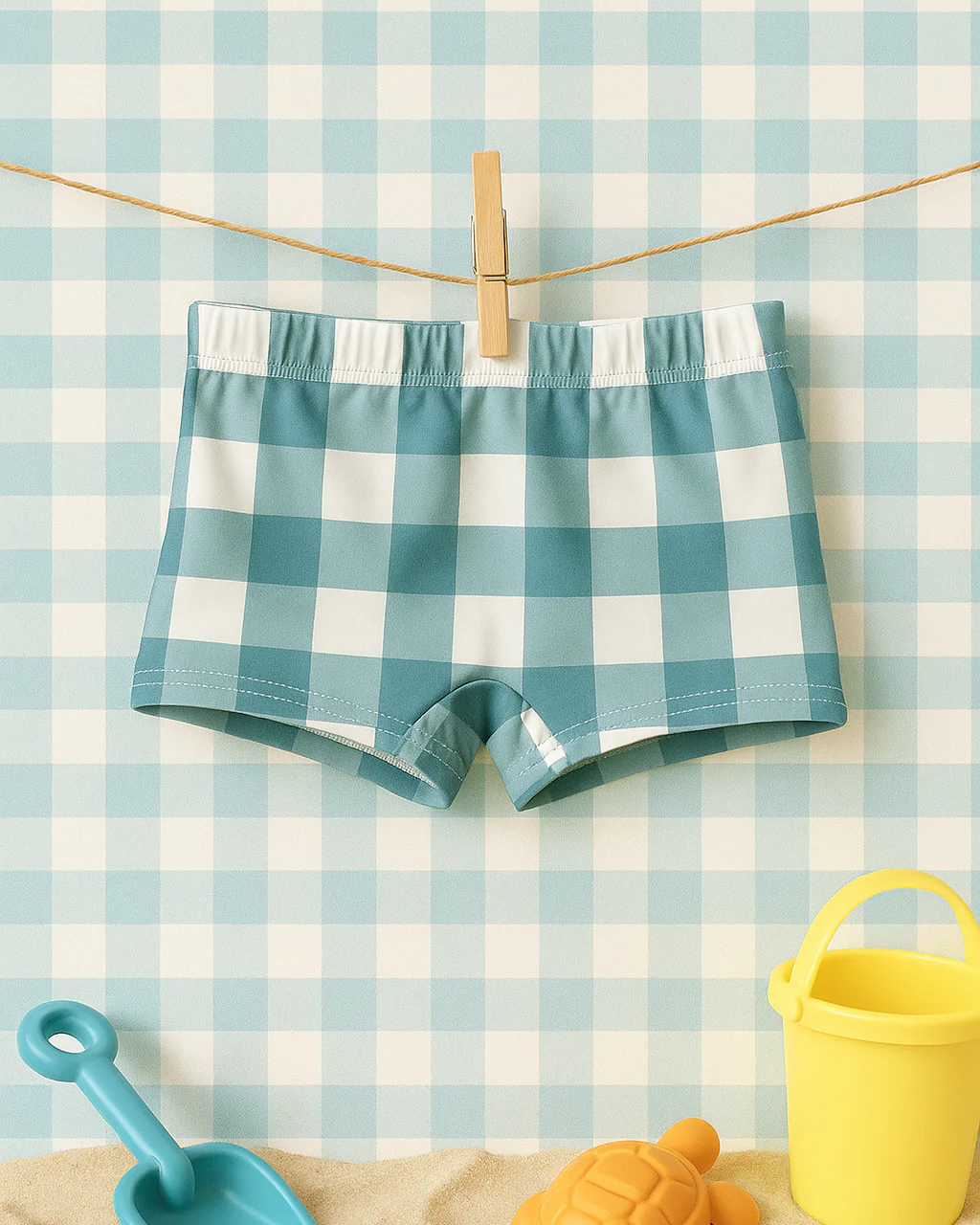 Bóxer Baño Cuadros Azul Lago - Calamaro - Imagen 2