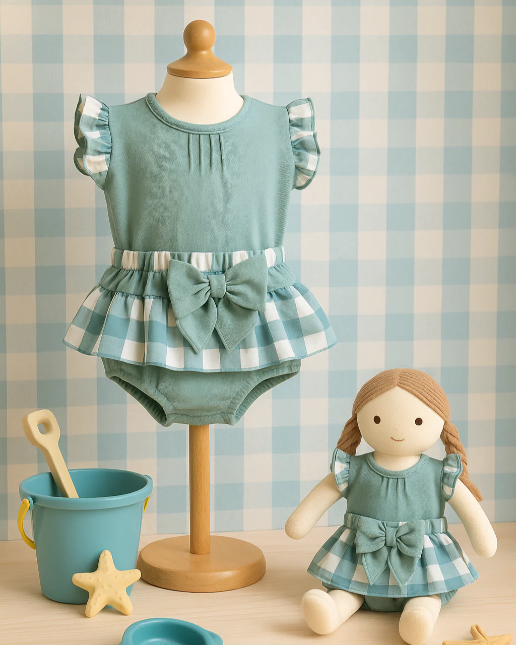 Conjunto Pololo Falda Cuadros Azul - Calamaro