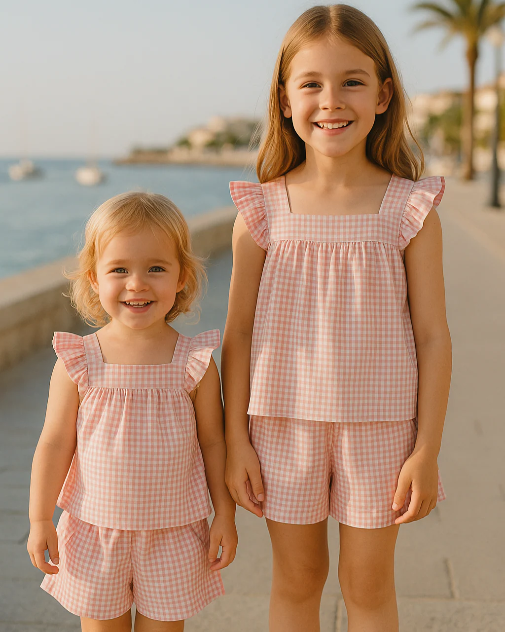 Conjunto Niña Short y Blusa Vichy Rosa