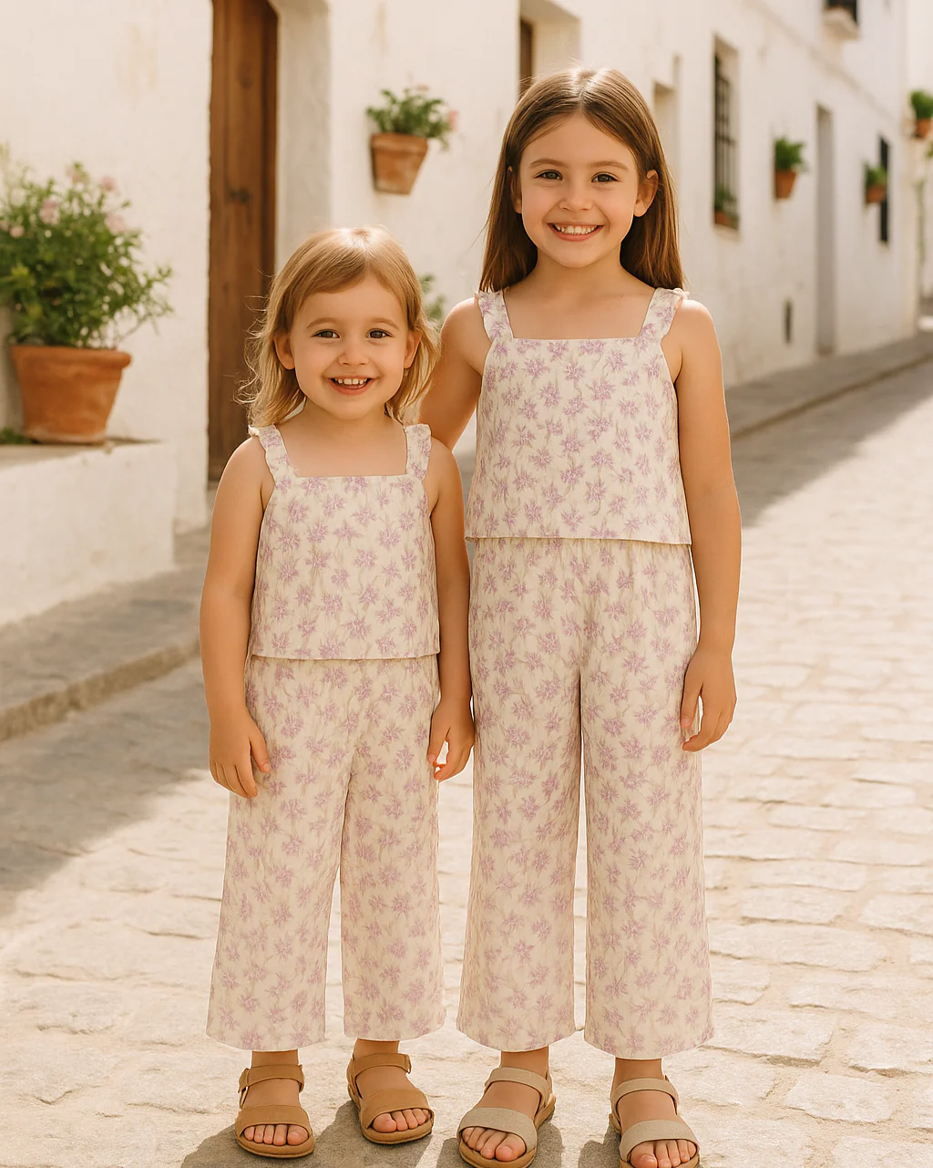 Conjunto Niña Blusa y Pantalón Flores Lila