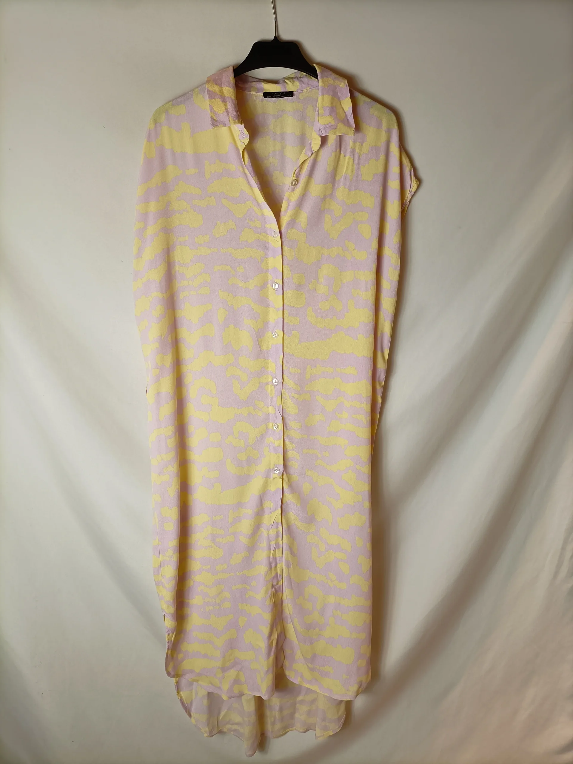 PARFOIS. Vestido largo camisero bicolor. T M (tara)