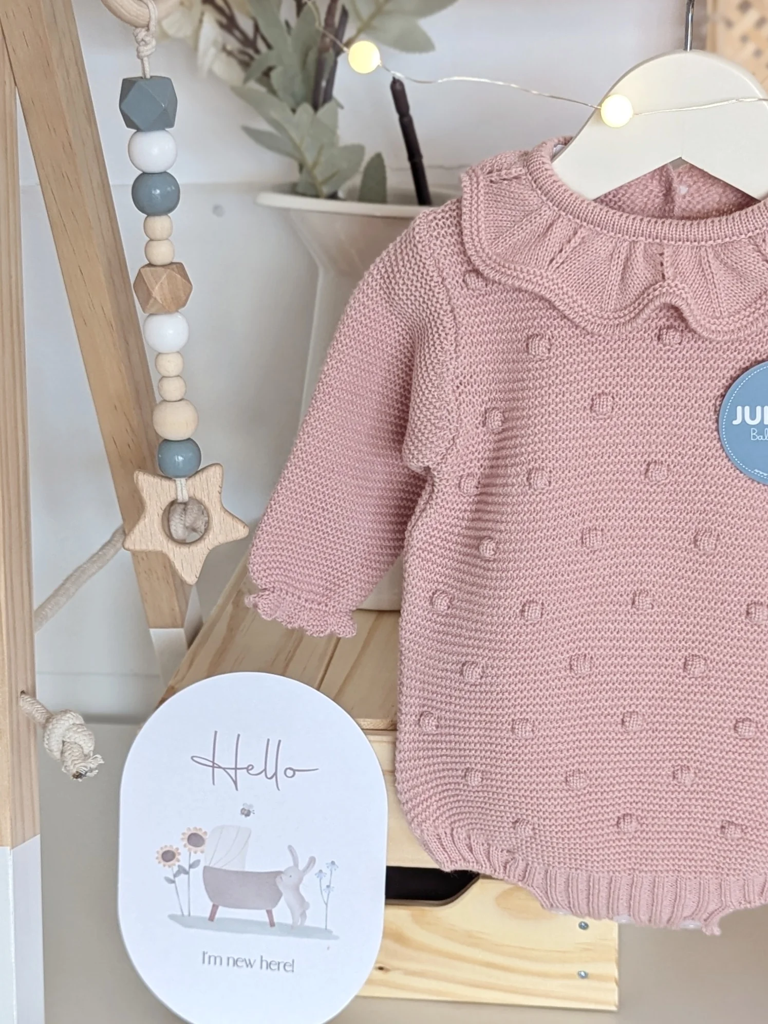 Pelele Punto Bodoques Rosa Empolvado - Colección Arte de Juliana - Imagen 2