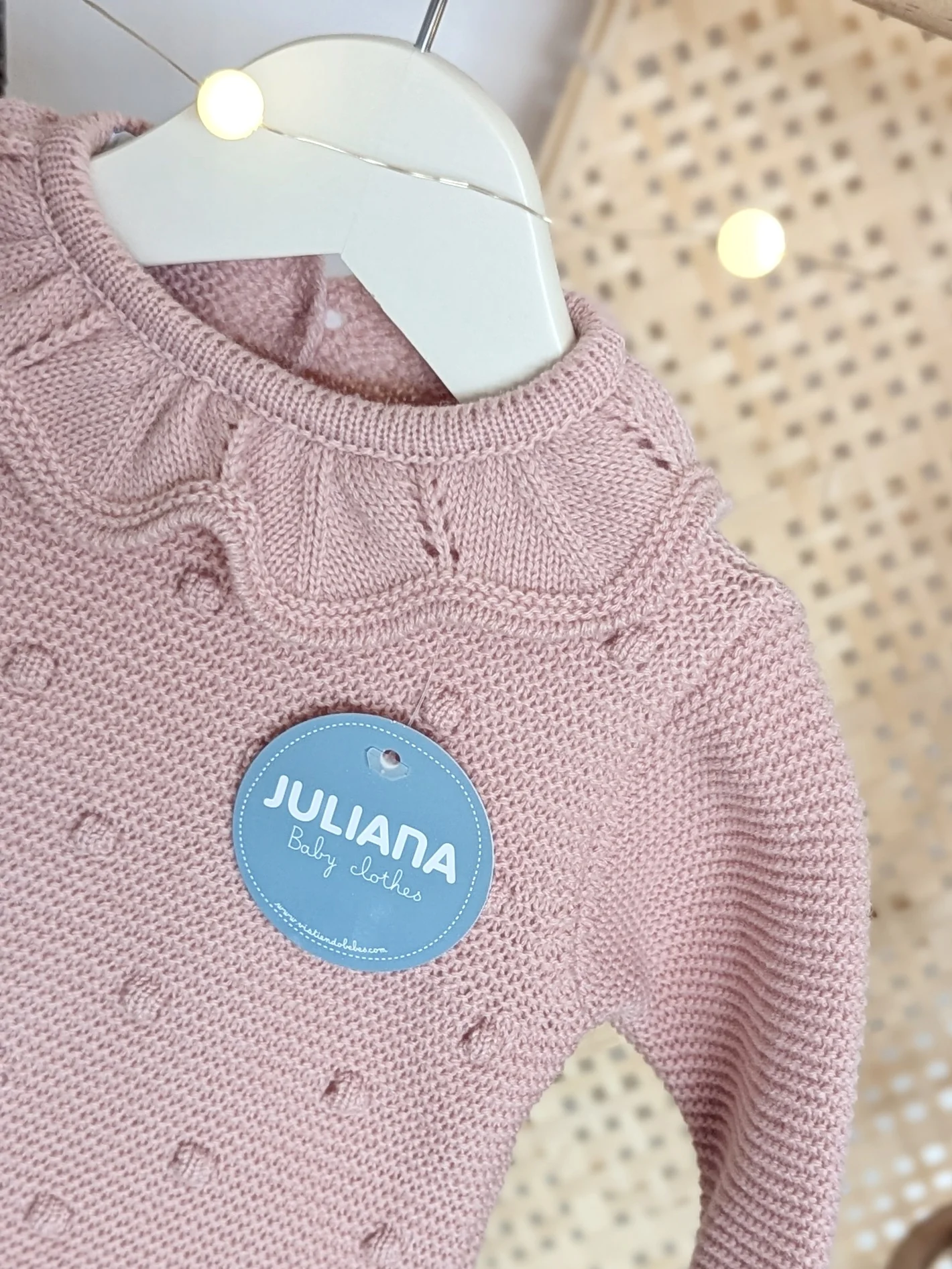 Pelele Punto Bodoques Rosa Empolvado - Colección Arte de Juliana - Imagen 3